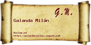 Galanda Milán névjegykártya